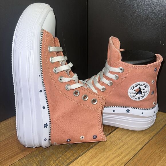 Converse Shoes - New Converse Women's Chuck Taylor All Star Move Platform Daisies Peach Sneakers